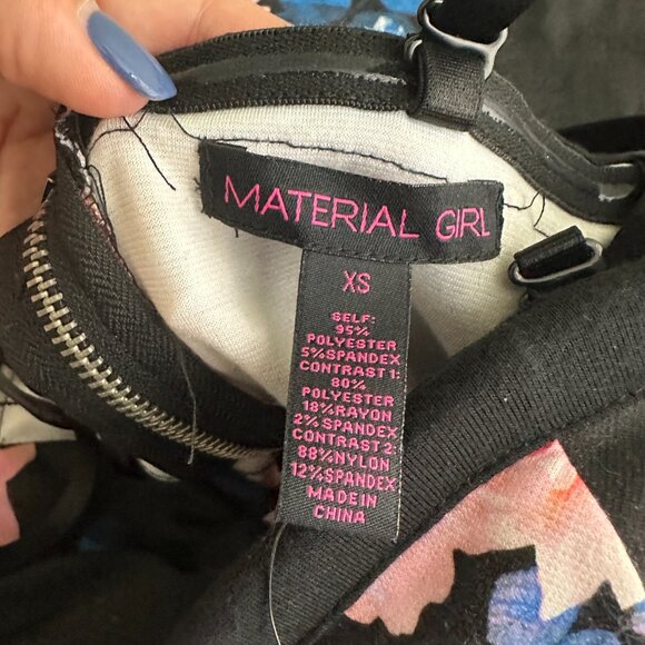 2/$24 NWT Material Girl Slip Dress Floral Caviar Black Combo XS #A0295 TRB2 - Picture 5 of 7